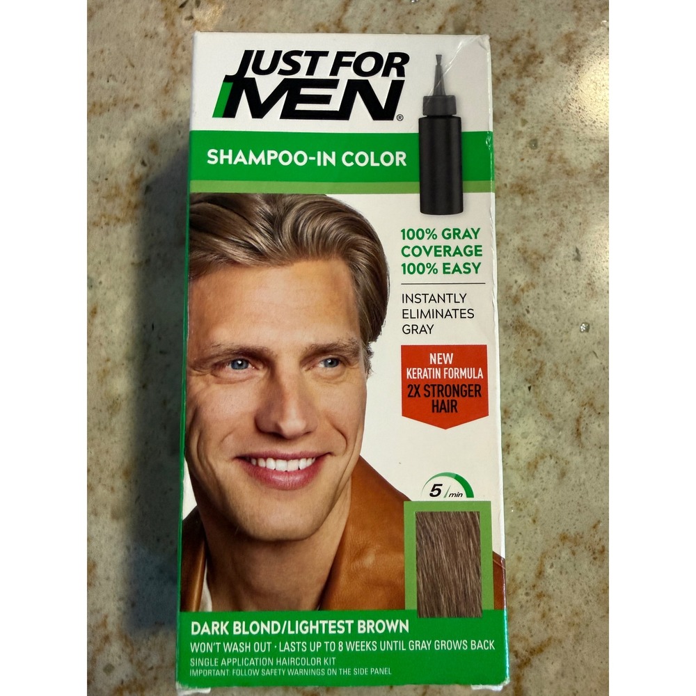 Just For Men Shampoo-In Color H-15 Dark Blond Lightest Brown Gray Coverage Kit